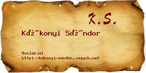 Kákonyi Sándor névjegykártya